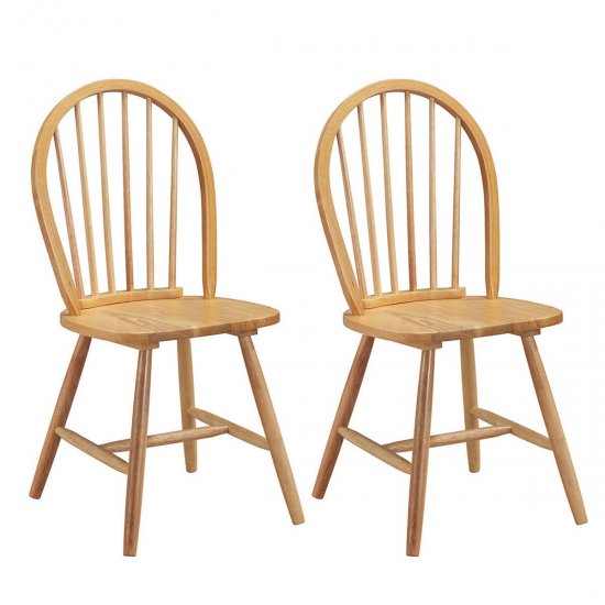 Costway Set of 2 Vintage Windsor Side Chairs Wood Spindleback Dining Room Natural