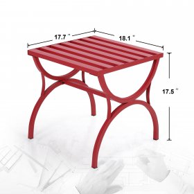 Sophia & William Metal Outdoor Side Table Slatted Top Design Red