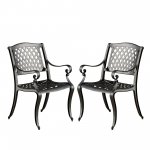 Black Sand Cast Aluminum Outdoor Chairs (Set of 2)