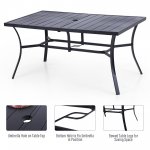 Sophia & William 6-seat Outdoor Metal Table with Adjustable Umbrella Hole 1.57" or 1.9"