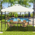 Costway 2 Tier 10'x10' Patio Gazebo Canopy Tent Steel Frame Shelter Awning