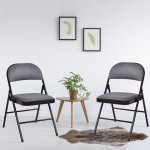 Costway Set of 4 Metal Frame Folding Chairs Fabric Upholstered Padded Seat