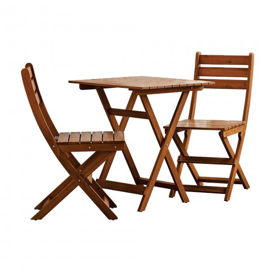 Mainstays Outdoor Patio 3-Piece Wood Bistro Set, Natural Color