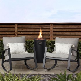 Mainstay Asher Springs 2-Piece Outdoor Rocker Set- Black Frame & Gray Cushions