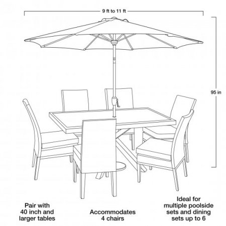 Mainstays 11ft Really Red Round Outdoor Tilting Market Umbrella with Crank