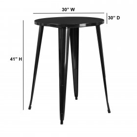Flash Furniture Commercial Grade 30" Round Black Metal Indoor-Outdoor Bar Height Table