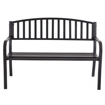 Costway 50 Patio Garden Bench Park Yard Outdoor Furniture Steel Slats Porch Chair Seat