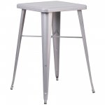 Flash Furniture Commercial Grade 23.75" Square Silver Metal Indoor-Outdoor Bar Height Table