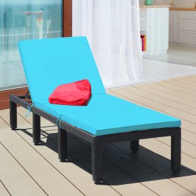 Costway Patio Rattan Lounge Chair Height Adjustable Turquoise