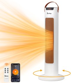 Ktaxon 24" Tower Space Heater, 1500W Smart Electric Heater with Thermostat, WiFi APP & Remote Control, 60 Oscillation, 9H Timer, for Indoor Bedroom Office Home, White