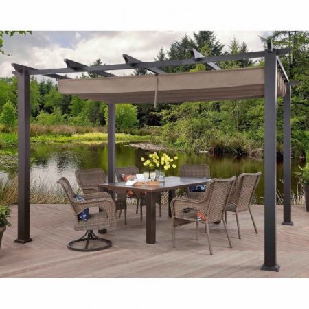 Better Homes & Gardens 10' x 12' x 8' Black and Gray Steel Pergola