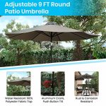 Flash Furniture Lark Series 3-Piece Steel Teak Patio Table with Umbrella and Stand, Gray