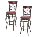 Set of 2 Vintage Bar Stools Swivel Padded Seat 30 Bistro Dining Kitchen Pub Chair High Back