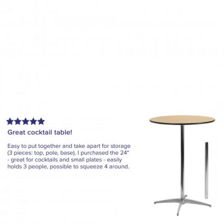 Flash Furniture Lars 30 Round Wood Cocktail Table with 30 and 42 Columns