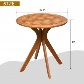 Costway 27 Outdoor Round Table Solid Wood Coffee Side Bistro Table