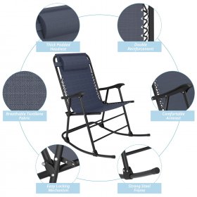 Lacoo Zero Rocking Gravity Chair with Headrest Pillow Folding Recliner Foldable Lounge Chair for Poolside, Lawn and Patio, Blue
