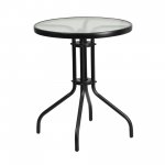 Flash Furniture 23.75 Round Tempered Glass Metal Table
