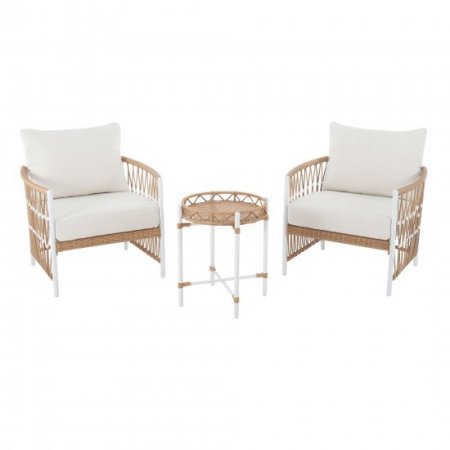 Better Homes & Gardens Lilah Outdoor Wicker 3-Piece Stationary Chat Set, Off-White