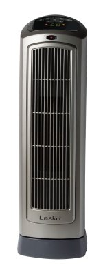 Lasko 22" 1500W Oscillating 2- Speed Ceramic Tower Space Heater with Remote, Gray, 5538