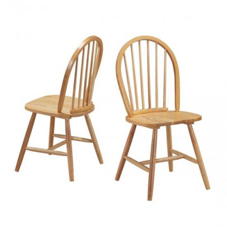 Costway Set of 2 Vintage Windsor Side Chairs Wood Spindleback Dining Room Natural