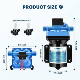 Kohree Water Pressure Diaphragm Pump Self-Priming Pump 12V DC 55PSI 3.5GPM for Boat, RV, Marine, Yacht, Caravan