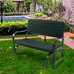 Costway Outdoor Patio Swing Porch Rocker Glider Bench Loveseat Garden Seat Steel