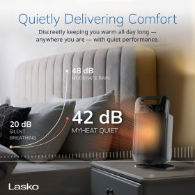 Lasko MyHeat-GO 12" Oscillating Ceramic Space Heater with Thermostat, Black, CD12100