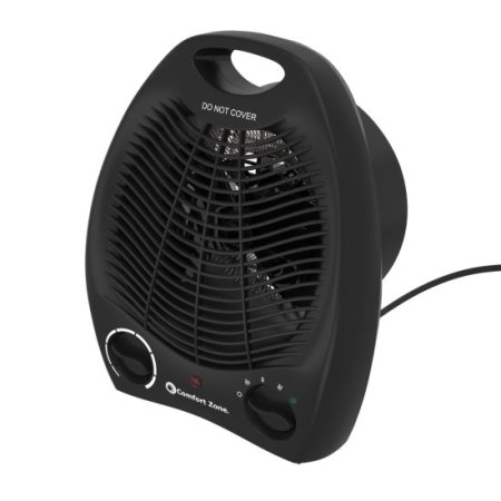 Comfort Zone Fan-Forced Portable Space Heater with Thermostat, Black