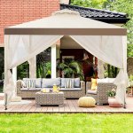 Costway 10 x 10 2-tier Canopy Gazebo Tent Outdoor Netting Picnic Party Sun Shade