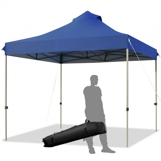Costway 10\' x 10\' Portable Pop Up Canopy Event Party Tent Adjustable W/Roller Bag Blue