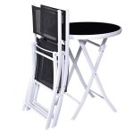 Costway 3 PCS Folding Bistro Table Chairs Set Garden Backyard Patio Furniture Black