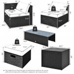 Costway 8PCS Patio Rattan Furniture Set Storage Table Ottoman Turquoise cover