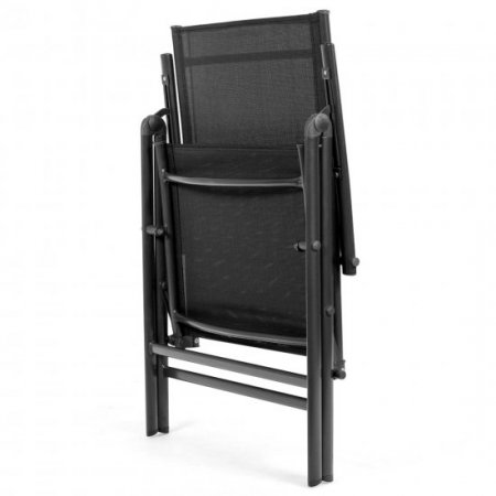 Costway Set of 2 Patio Folding Chair Recliner Adjustable Black