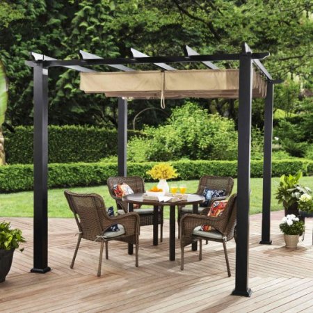 Better Homes & Gardens Meritmoor 9' x 9' x 8' Black Steel Pergola