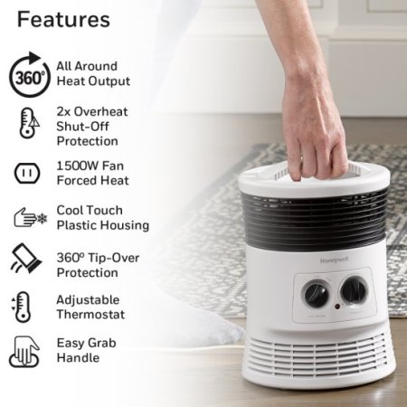 Honeywell 360 Surround Space Heater, White, HHF360W