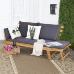 Costway Patio Sofa Daybed Wood Adjustable Furniture W/Thick Cushion
