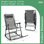 Costway Folding Zero Gravity Rocking Chair Rocker Outdoor Patio Headrest Grey