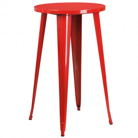 Flash Furniture 24 Round Metal Indoor-Outdoor Bar Height Table 24\"W x 24\"D x 41\"H Red