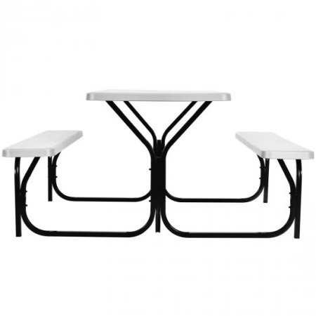 Costway Picnic Table Bench Set Outdoor Backyard Patio Garden Party Dining All Weather White