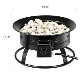 Costway Portable Fire Pit Outdoor 58,000 BTU Propane Patio Lava Rocks Camping Events