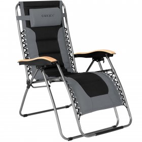 Costway Padded Zero Gravity Lounge Chair Oversize Folding Adjustable Grey