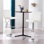 Costway Set of 2 Adjustable Bar Stools PU Leather Swivel Kitchen Counter Pub Chair White