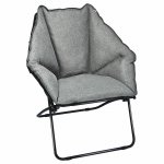 Costway Folding Saucer Padded Chair Soft Wide Seat w/ Metal Frame Lounge Furniture