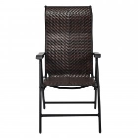 Costway Patio Rattan Folding Chair Recliner Back Adjustable