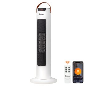 Ktaxon 24" Tower Space Heater, 1500W Smart Electric Heater with Thermostat, WiFi APP & Remote Control, 60 Oscillation, 9H Timer, for Indoor Bedroom Office Home, White