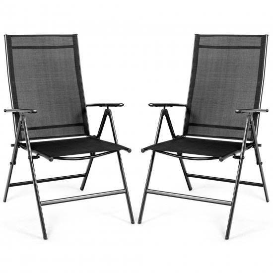 Costway Set of 2 Patio Folding Chair Recliner Adjustable Black