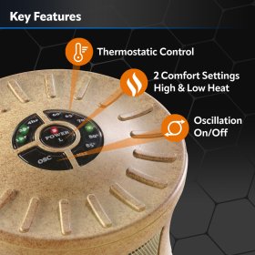 Lasko 16" 1500W Designer Series Oscillating Ceramic Space Heater with Timer, Beige, 6405