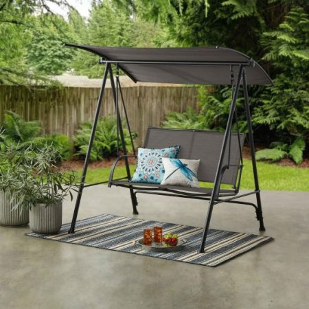 Mainstays 2 Person Steel Canopy Porch Swing Black/Gray