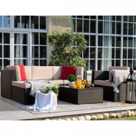 Lacoo 6 Pieces Patio Indoor Furniture Set Outdoor Sectional Sofa Outdoor Furniture, Beige