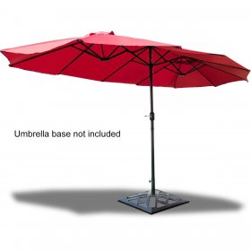 Costway 15' Market Outdoor Umbrella Double-Sided Twin Patio Umbrella with Crank Wine